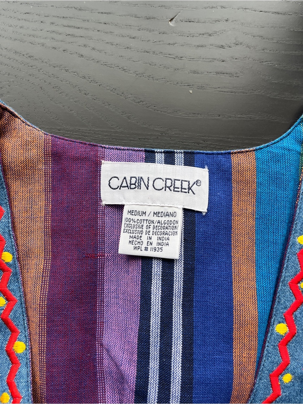 Brand New Vintage Cabin Creek Size M Reversible Denim & Striped Embroidered Vest - Picture 3 of 16